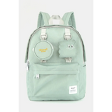 Babe Beachwear medium beach backpack for school or travel in light green with front pockets and cute accessories