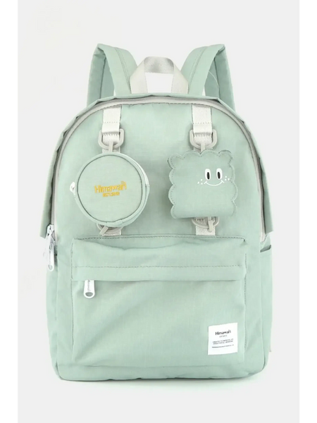 Babe Beachwear medium beach backpack for school or travel in light green with front pockets and cute accessories