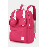 Pink Babe Beachwear medium beach backpack for school or travel with white straps and cute accessories