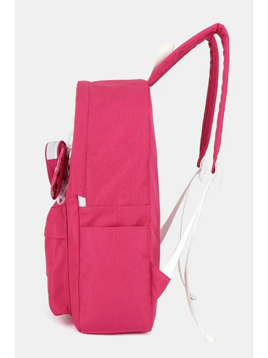 Pink medium beach backpack for school or travel by Babe Beachwear with adjustable white straps