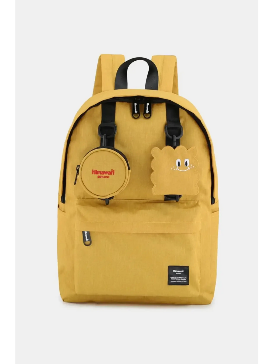 Babe Beachwear yellow medium beach backpack for school or travel with front pockets and adjustable straps