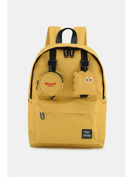Babe Beachwear yellow medium beach backpack for school or travel with front pockets and adjustable straps