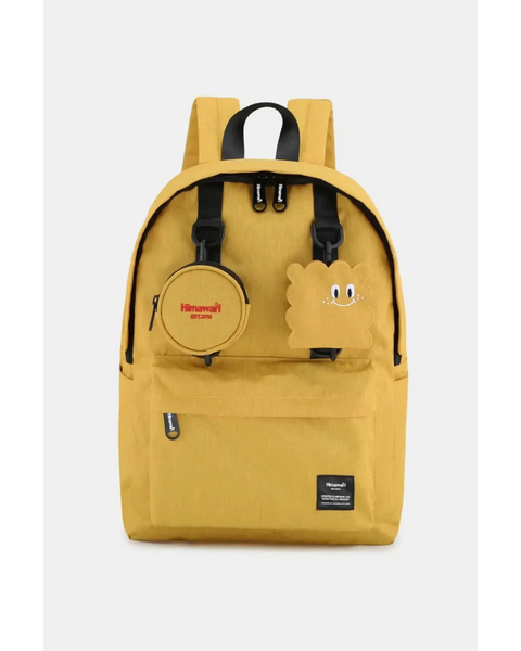 Babe Beachwear yellow medium beach backpack for school or travel with front pockets and adjustable straps