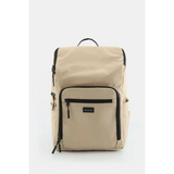 Beige Himawari Nylon Top-Open Backpack by Babe Beachwear with multiple zippered compartments