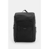 Black Himawari Nylon Top-Open Backpack with multiple zippered compartments and a carry handle