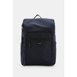 Himawari Nylon Top-Open Backpack in navy blue with multiple zippered pockets and a top handle