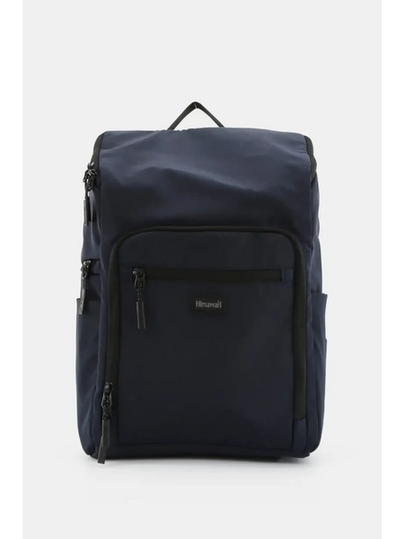 Himawari Nylon Top-Open Backpack in navy blue with multiple zippered pockets and a top handle