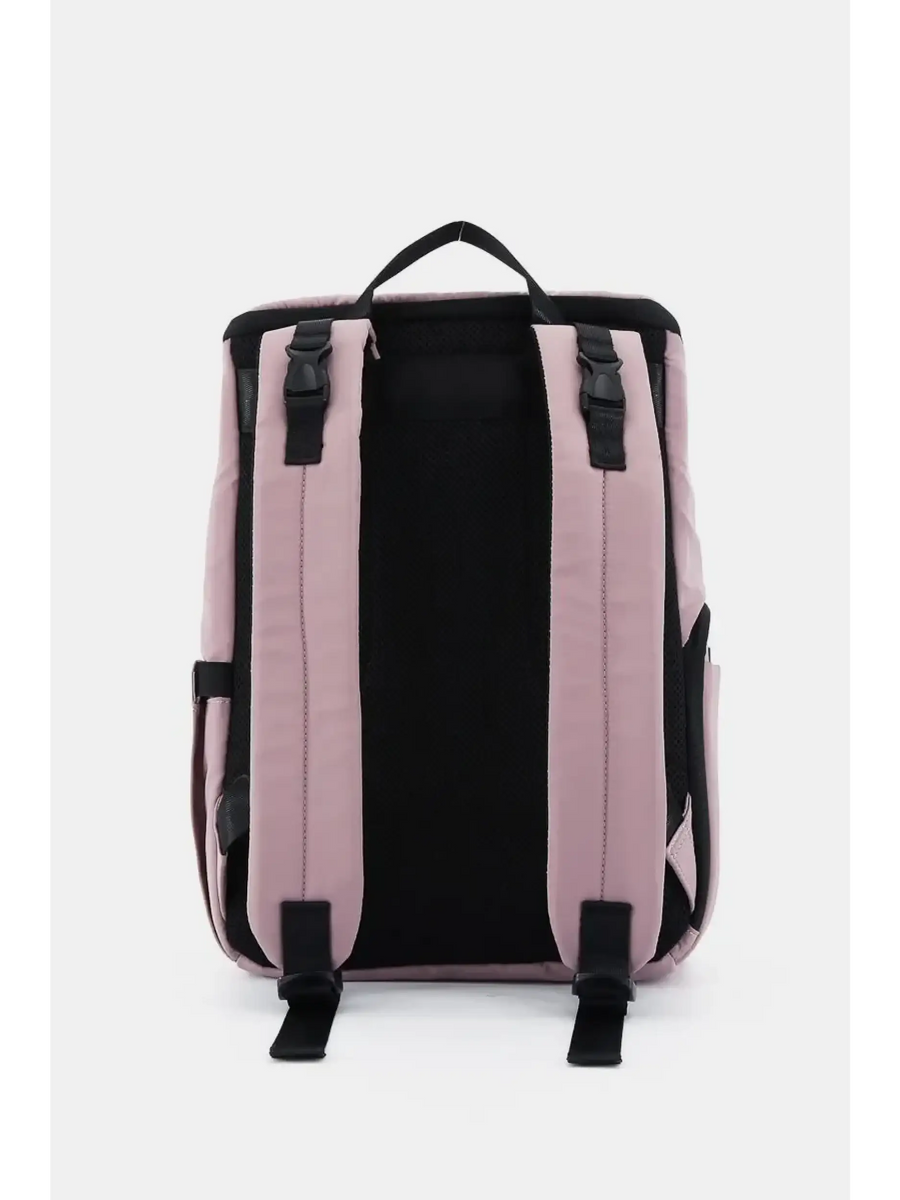 Babe Beachwaer Himawari Nylon Top-Open Backpack in pink shown from the back with adjustable straps