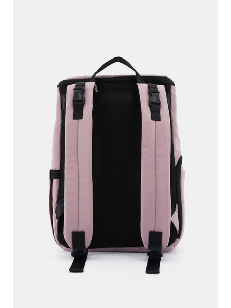 Babe Beachwaer Himawari Nylon Top-Open Backpack in pink shown from the back with adjustable straps