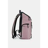 Babe Beachwear Himawari Nylon Top-Open Backpack in pink with black accents and multiple zippered pockets