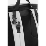 Close-up of back straps and padding on Babe Beachwear Himawari Nylon Top-Open Backpack in black and white