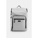 Babe Beachwear Himawari Nylon Top-Open Backpack in light gray with black zippers and front pocket