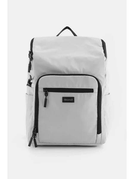 Babe Beachwear Himawari Nylon Top-Open Backpack in light gray with black zippers and front pocket