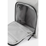 Interior view of Himawari Nylon Top-Open Backpack showing zippered mesh compartments and spacious storage