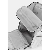 Open Himawari Nylon Top-Open Backpack showing multiple zippered compartments and spacious interior