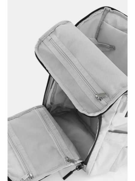 Open Himawari Nylon Top-Open Backpack showing multiple zippered compartments and spacious interior