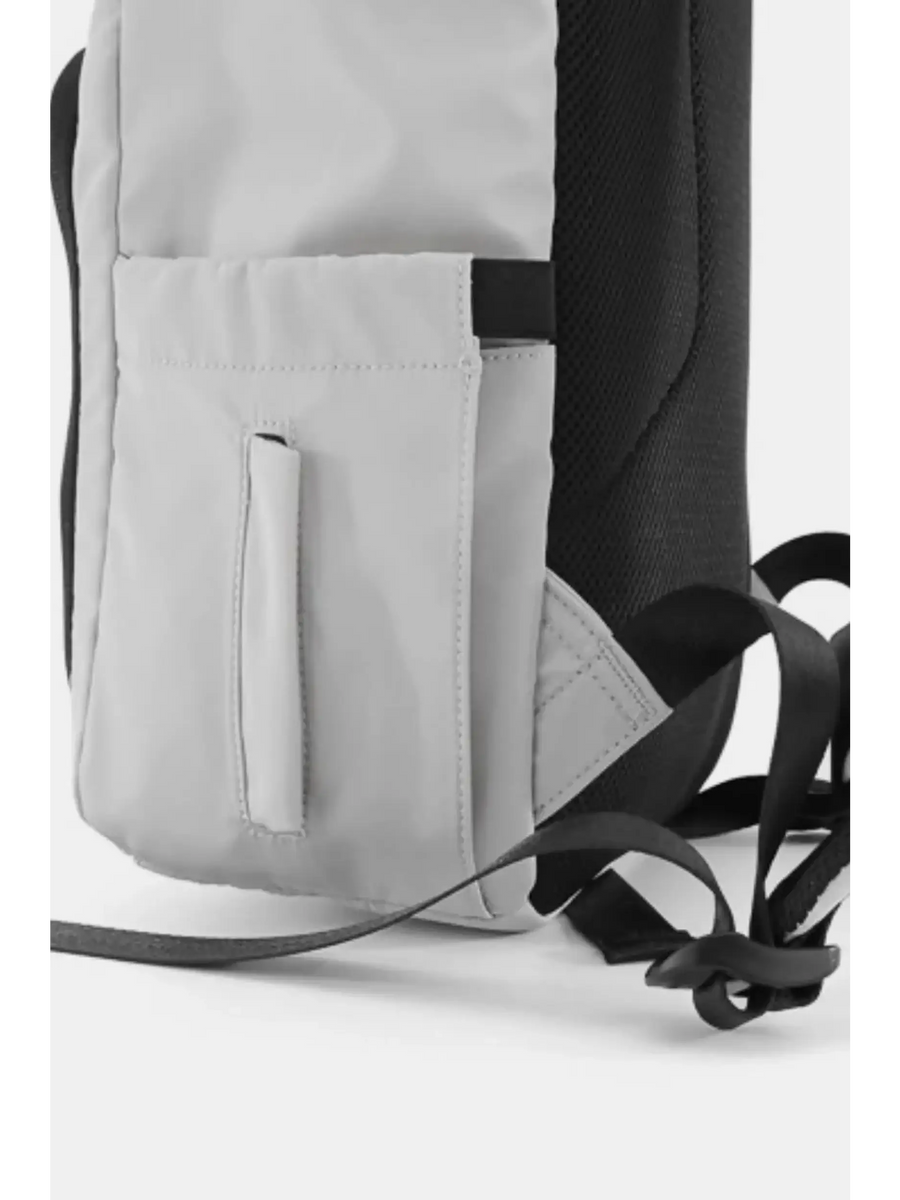 Babe Beachwaer Himawari Nylon Top-Open Backpack side pocket and adjustable straps in light gray