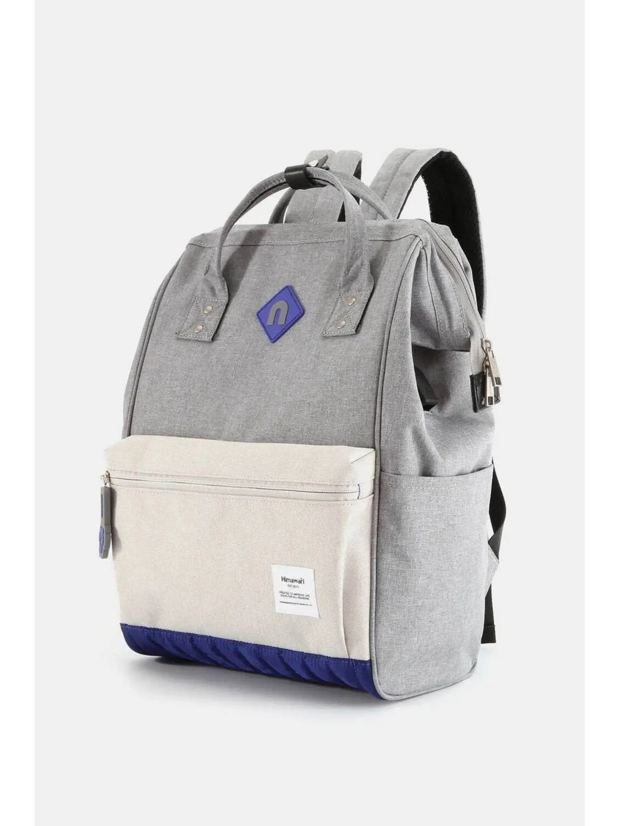 Himawari stylish summer backpack for women in gray with beige front pocket and blue base from Trendsi