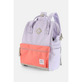 Himawari stylish summer backpack for women in lavender and coral with front zipper pocket