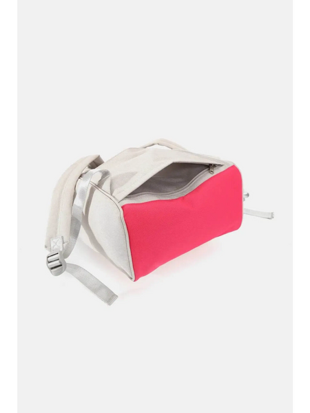Himawari stylish summer backpack for women in beige and pink with adjustable straps and zippered main compartment