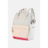 Himawari stylish summer backpack for women in beige with pink front pocket and padded straps