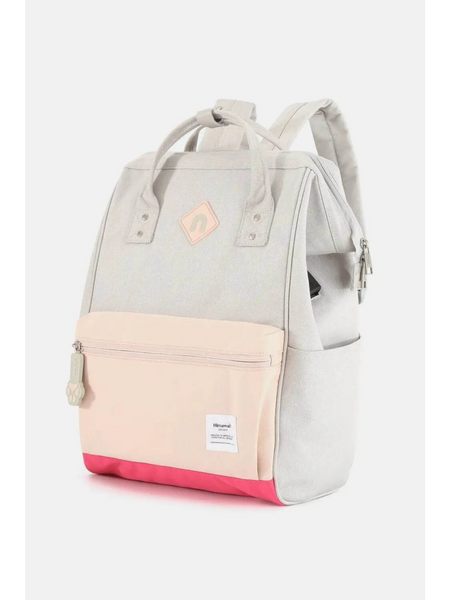 Himawari stylish summer backpack for women in beige with pink front pocket and padded straps