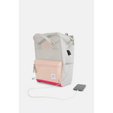 Himawari stylish summer backpack for women in beige with pink front pocket and USB charging port