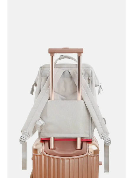 Himawari stylish summer backpack for women attached to rose gold suitcase handle