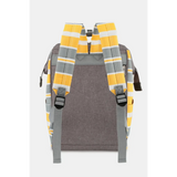Himwari Large waterproof backpack by Babe Beachwear with yellow and gray striped padded shoulder straps