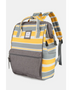Himwari Large waterproof backpack by Babe Beachwaer with yellow gray and white stripes and front zipper pocket