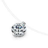 Trendsi necklace featuring an invisable 1 carat diamond pendant on a clear cord