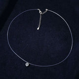 Trendsi necklace with invisable 1 carat diamond on clear wire chain with silver clasp