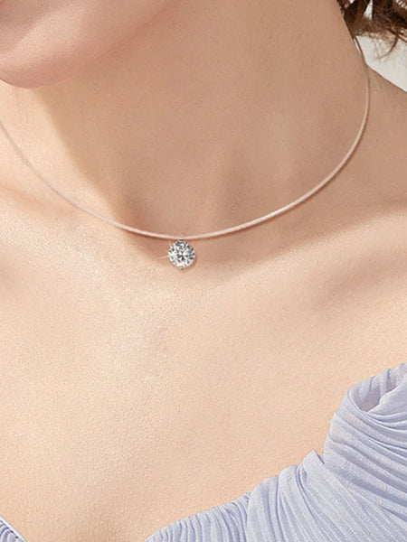 Trendsi necklace featuring an invisable 1 carat diamond pendant on a delicate chain