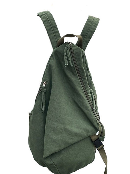 Babe Beachwaer Kai Asymetric Canvas Backpack in olive green with adjustable straps and side zipper