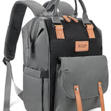 Himawari Crazy Pocket Backpack in black and gray with multiple compartments and leather straps
