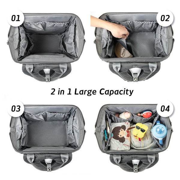 Himawari Crazy Pocket Backpack by Babe Beachwaer showing large 2-in-1 capacity with organized inner compartments