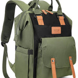Himawari Crazy Pocket Backpack by Babe Beachwear in green and black with multiple pockets and leather accents