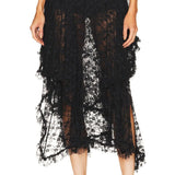 Babe Beachwaer black lace sheer summer vacation dress midi length with layered design