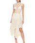 Babe Beachwear lace sheer summer vacation dress with asymmetrical hem and floral pattern