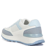 Babe Beachwear lace up vacation sneakers for women in white and light blue with cushioned sole