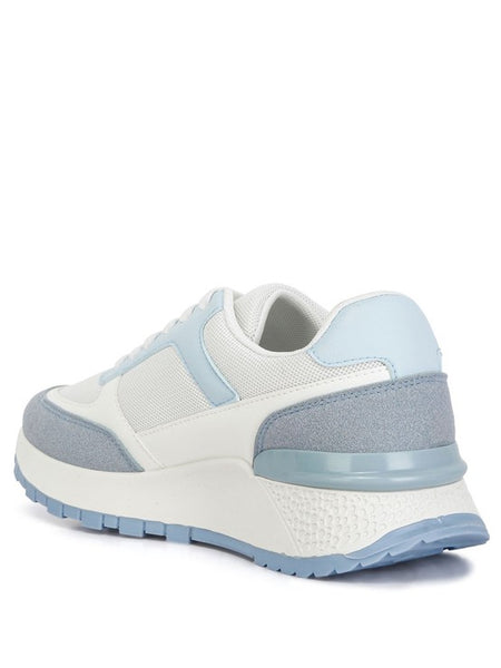Babe Beachwear lace up vacation sneakers for women in white and light blue with cushioned sole