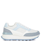 Babe Beachwaer lace up vacation sneakers for women in white and light blue with cushioned sole