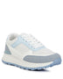 Babe Beachwear lace up vacation sneakers for women in white and light blue with mesh and suede details