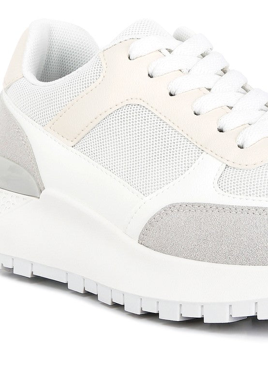 Babe Beachwear lace up vacation sneakers for women in white with gray and beige accents
