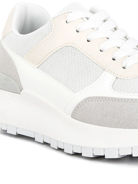 Babe Beachwear lace up vacation sneakers for women in white with gray and beige accents