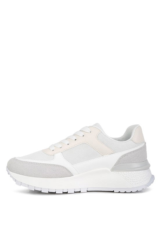 Babe Beachwear lace up vacation sneakers for women in white and gray with cushioned sole