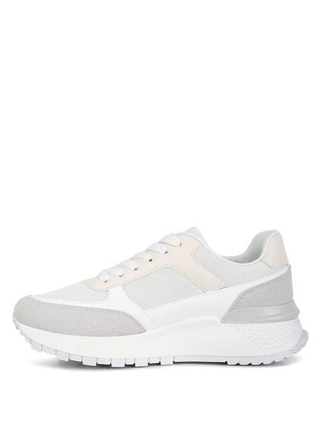 Babe Beachwear lace up vacation sneakers for women in white and gray with cushioned sole