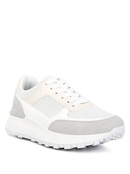 Babe Beachwear lace up vacation sneakers for women in white and light gray with cushioned sole
