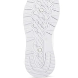 White sole of Babe Beachwear lace up vacation sneakers for women with textured grip and tread pattern