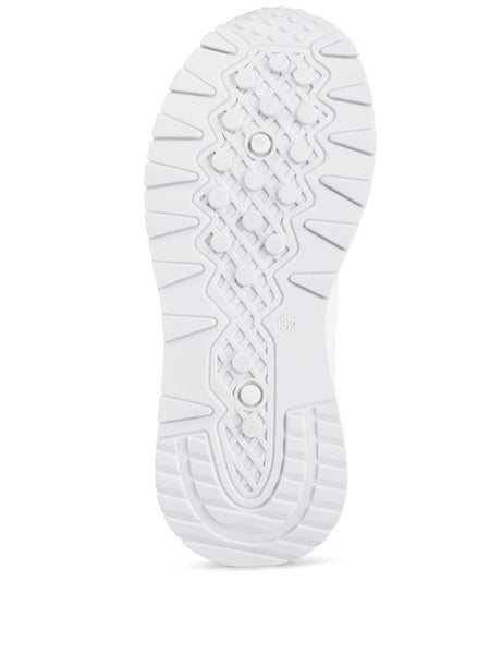 White sole of Babe Beachwear lace up vacation sneakers for women with textured grip and tread pattern